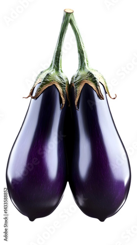 Two Purple Eggplants Isolated On Transparent Background A Photo