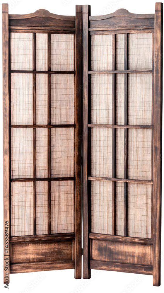 Vintage Brown Wooden Screen Illustration with Bamboo Texture and Isolated Design