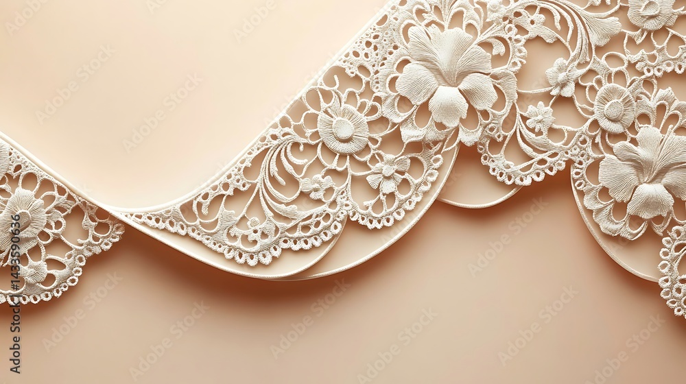 Fototapeta premium Elegant White Lace Floral Design.