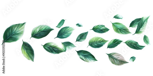 Watercolor Isolated Green Leaves Illustration With Transparent Background