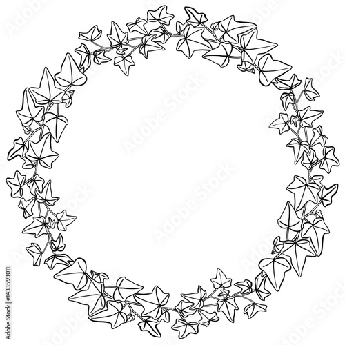 ツタの葉でできたリース　円形　1色