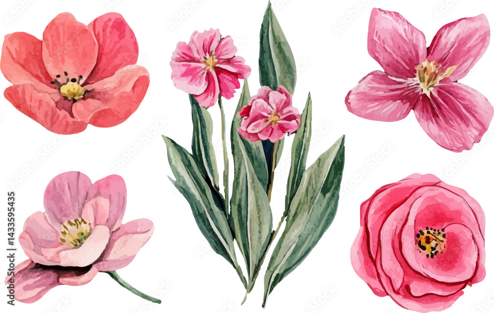 set of flowers set of flowers