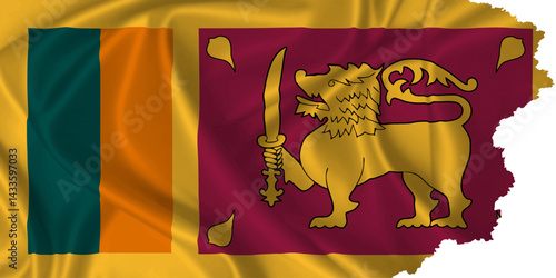 Sri Lanka flag vector with torn edges on a transparent background