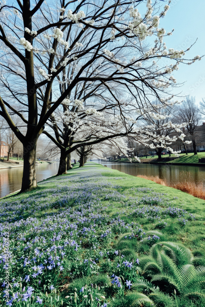 Spring Blossoms Along the Canal