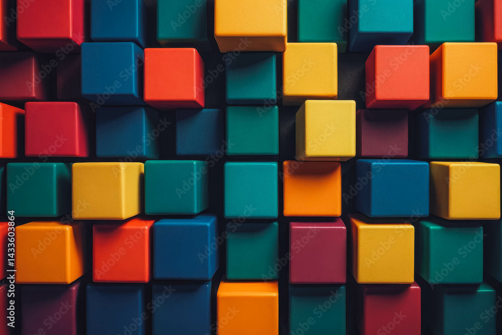Colorful 3D cubes stacked in a geometric pattern, creating a vibrant and dynamic abstract background. Colorful 3D cubes stacked in a geometric pattern, creating a vibrant and dynamic abstract background.