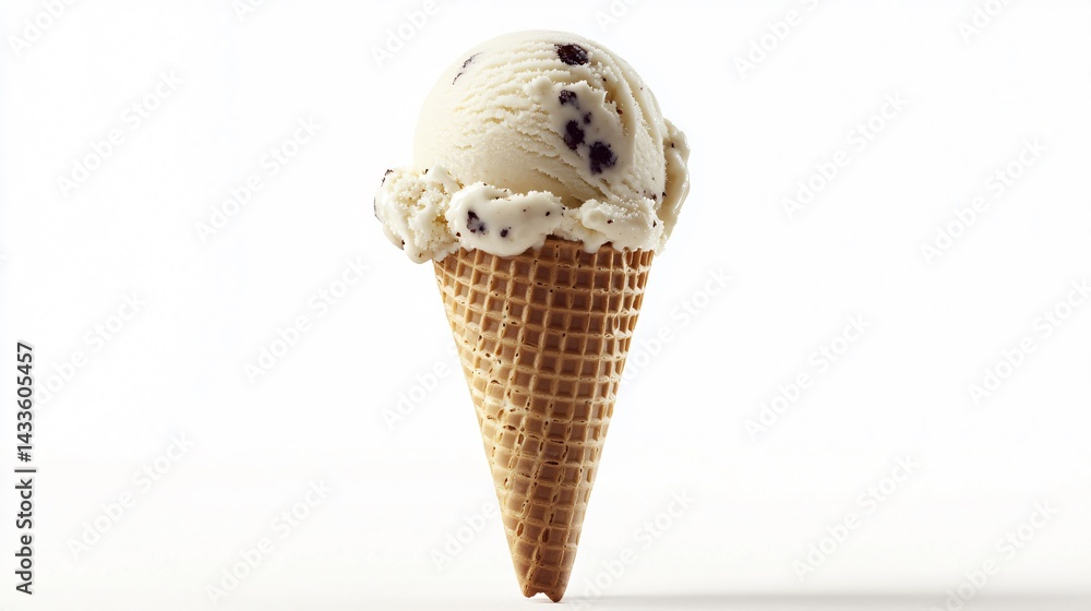 Delicious Vanilla Bean Ice Cream Scoop on Wafer Cone - Sweet Treat Photography Delicious Vanilla Bean Ice Cream Scoop on Wafer Cone - Sweet Treat Photography
