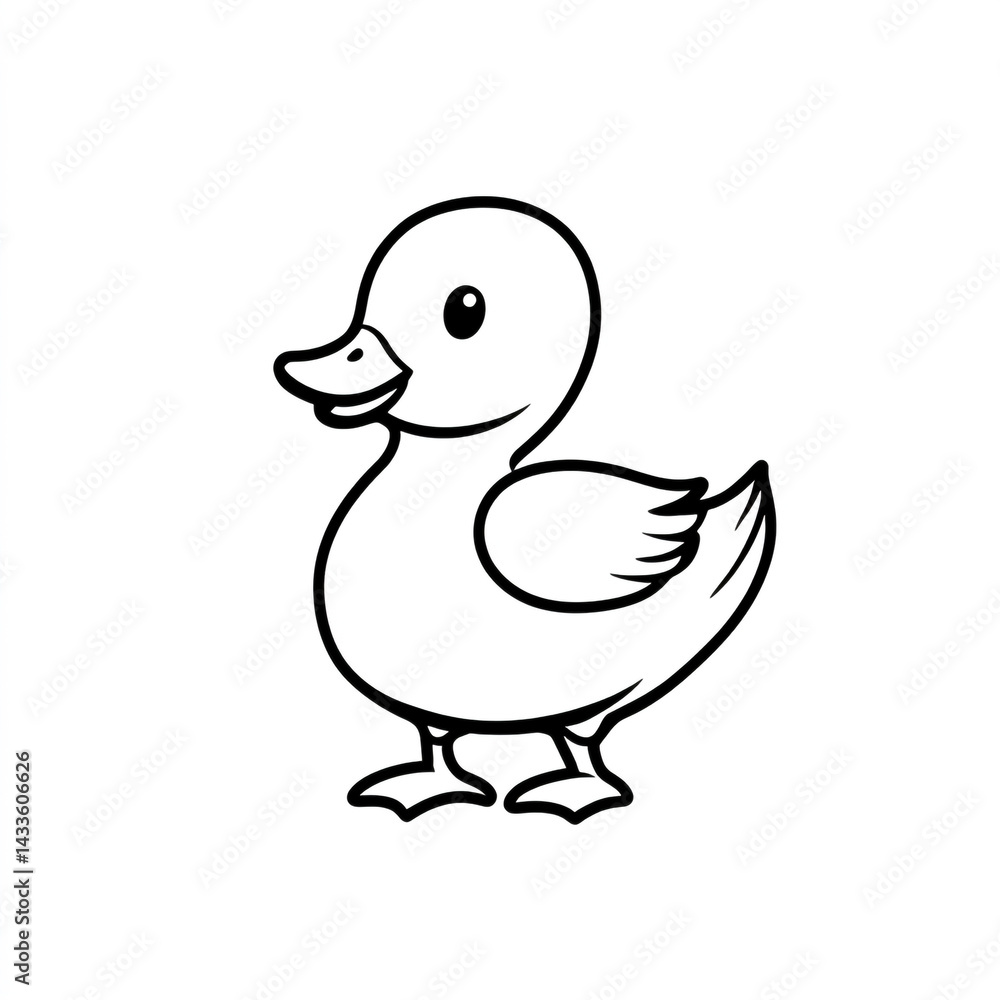 Simple line drawing of an icon of a duck, white background Simple line drawing of an icon of a duck, white background