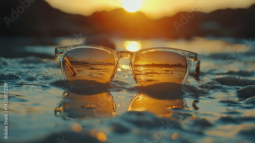 Wallpaper Mural A sunset reflected in sunglasses on a beach. Torontodigital.ca