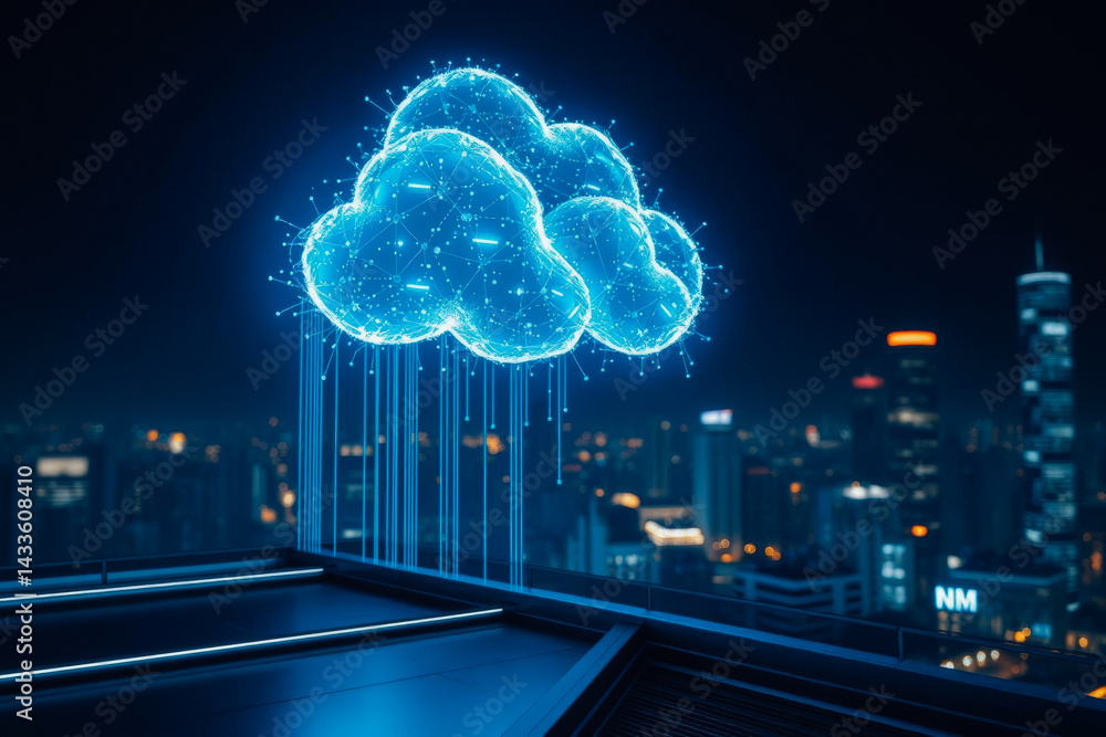 Futuristic Cloud Computing Cityscape