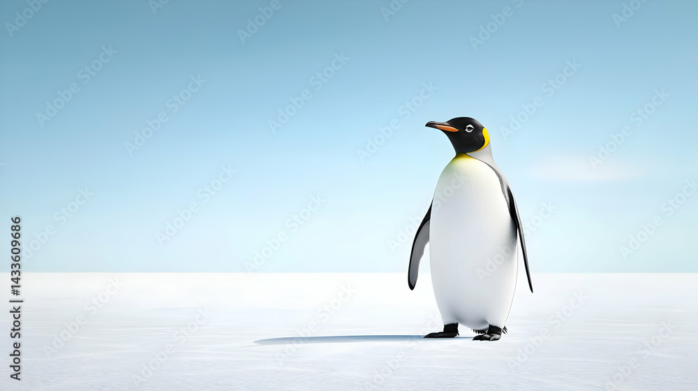 Fototapeta premium Single Penguin On Snowy Landscape
