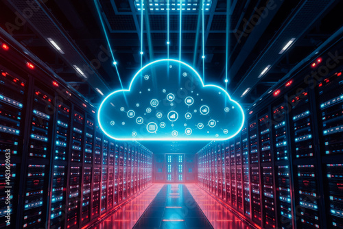 Obraz na płótnie Cloud Computing Data Center Infrastructure w salonie