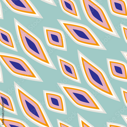 Retro Geometric Diamond Shapes Seamless Vector Pattern