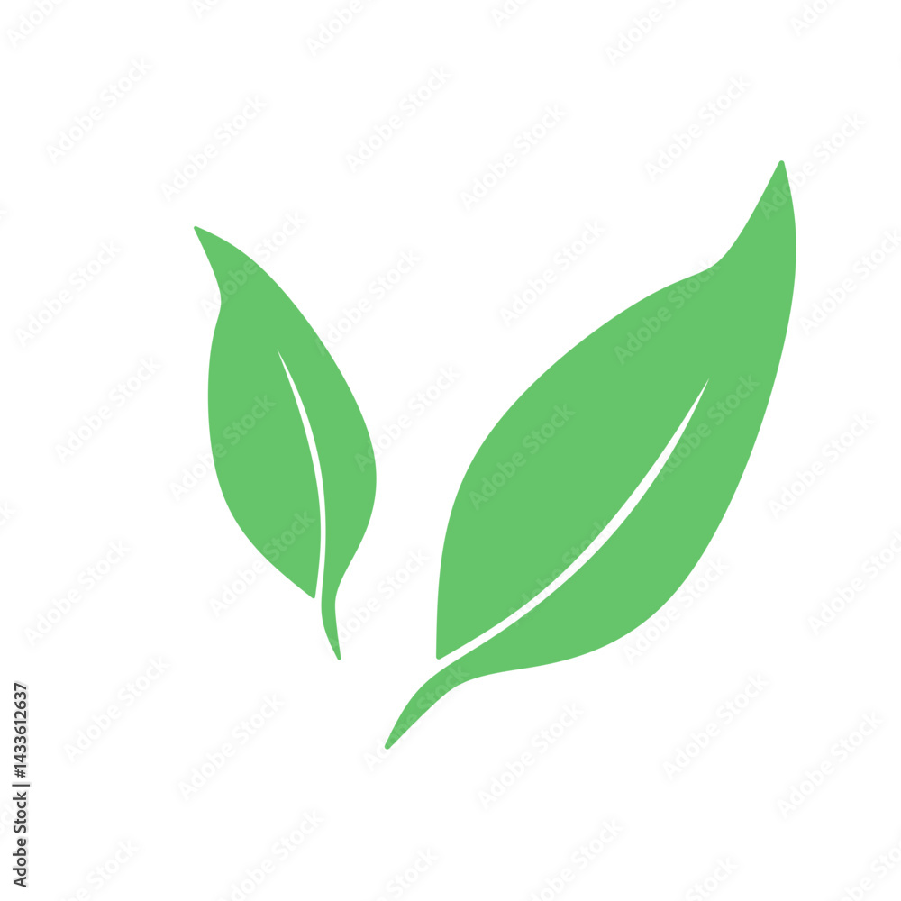 Fototapeta premium Flat style green leaf icon, Leaf icon set. Nature icon, leaf vector illustration