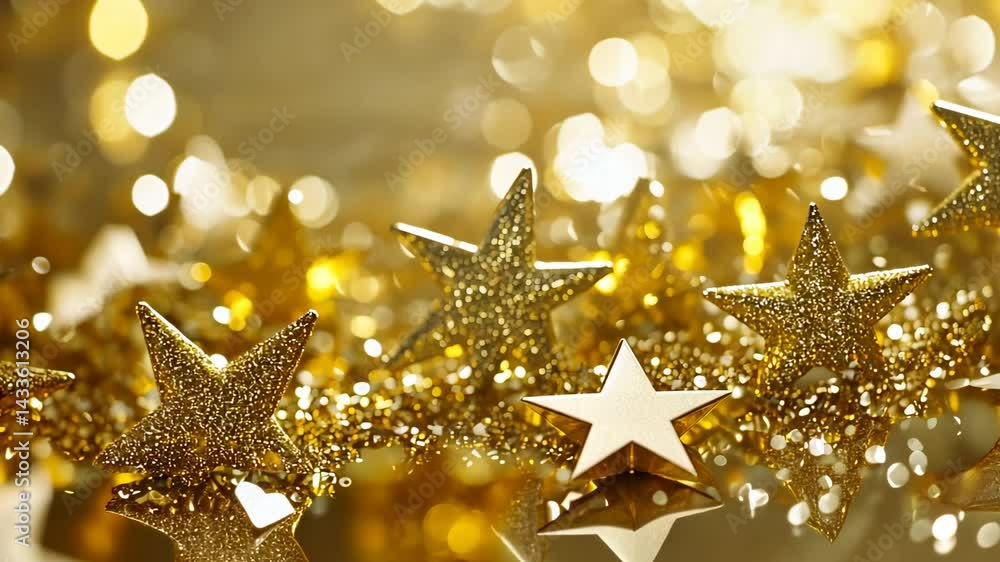 Elegant golden stars in a sparkling display of festive celebration Elegant golden stars in a sparkling display of festive celebration