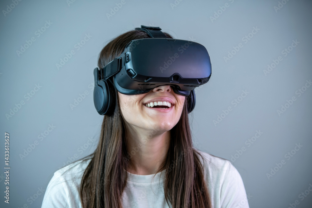 Person Using Virtual Reality Headset Person Using Virtual Reality Headset