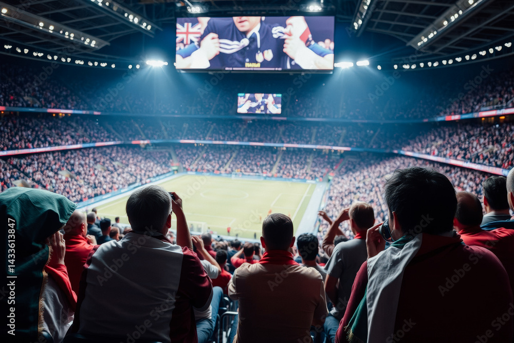 Crowd of Soccer Fans Watching a Game