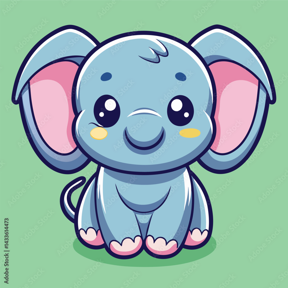 Fototapeta premium Cute light blue elephant