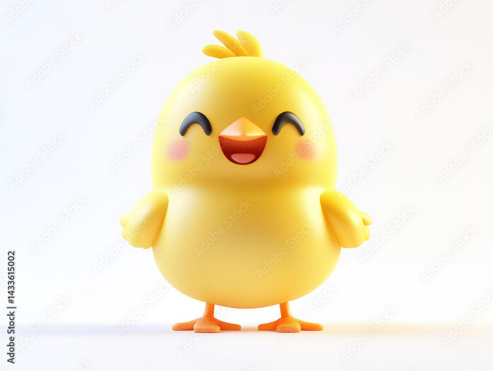 Cheerful Animated Chick: An animated chick with a beaming smile and vibrant feathers exudes joy and happiness, a symbol of innocence, warmth, and playful charm. Cheerful Animated Chick: An animated chick with a beaming smile and vibrant feathers exudes joy and happiness, a symbol of innocence, warmth, and playful charm.