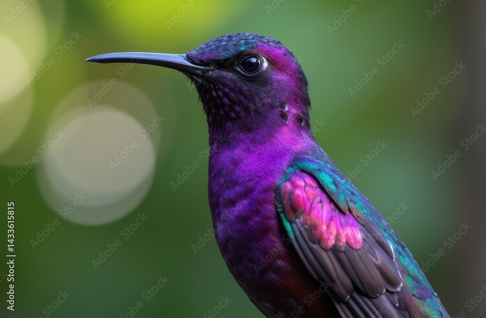 Fototapeta premium a hummingbird in mid-flight, suspended delicately in the air with its wings beating rapidly.