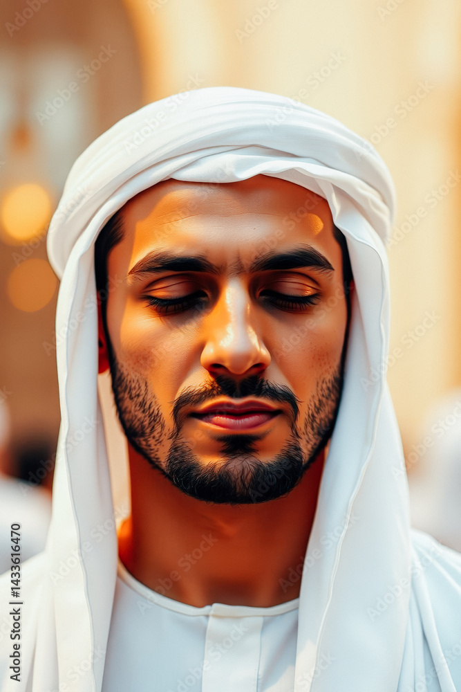 Close-up Arabian Man in Traditional Attire