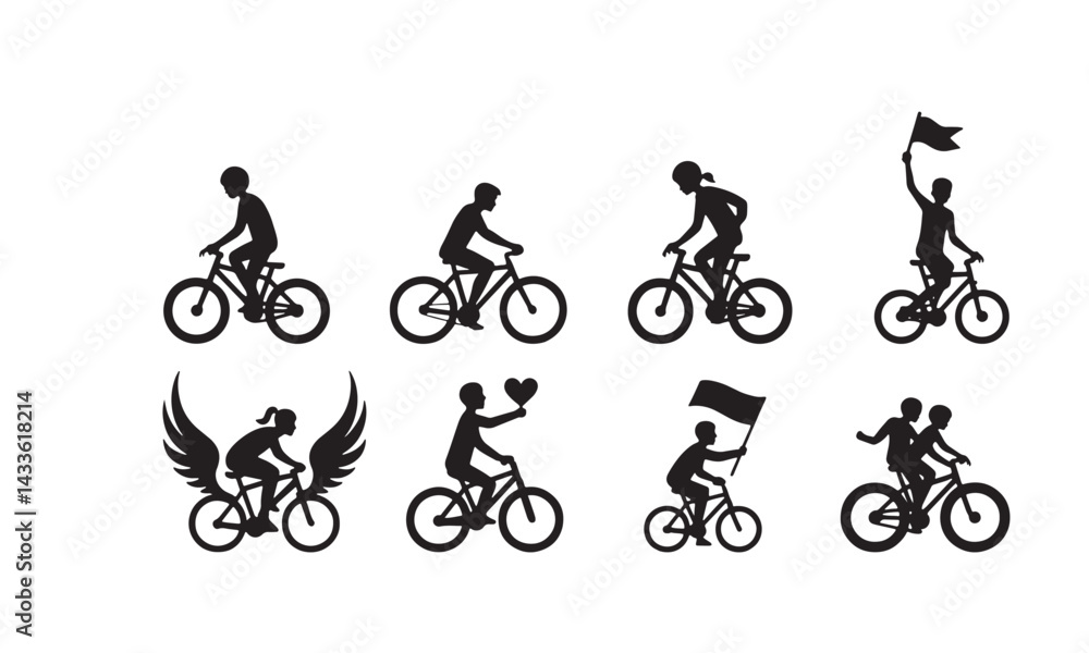 Obraz premium Cycling Silhouettes Vector Set