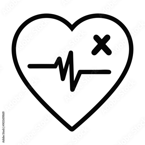 Outline health care icon. Pulse vector symbol, arrhythmia. Heart rate, line art