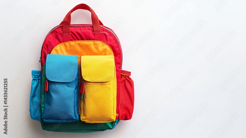 Vibrant School Backpack on White Background for Back-to-School Season Vibrant School Backpack on White Background for Back-to-School Season