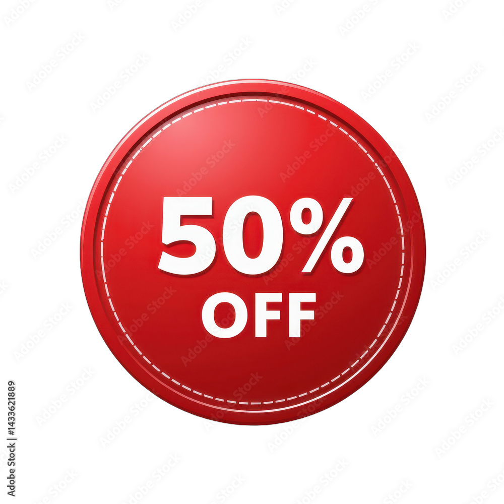 Discount badge PNG isolated on transparent background, circular red discount tag with “50% OFF” text in white, high contrast, clear edges for online retail. Discount badge PNG isolated on transparent background, circular red discount tag with “50% OFF” text in white, high contrast, clear edges for online retail.