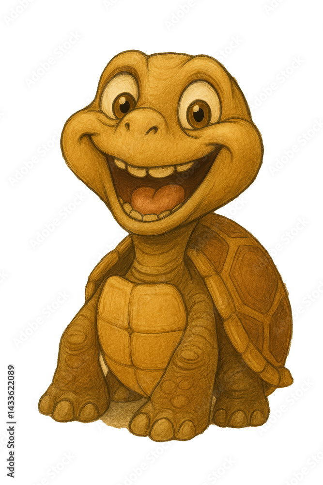 Naklejka premium Cute Cartoon Tortoise With a Happy and Cheerful Expression