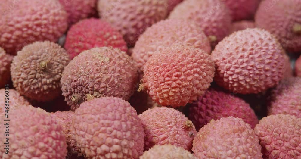 Lychee Exotic Fruit Rotating Background. Harvested Litchi Fruits or Berries. Asian food Lychee Exotic Fruit Rotating Background. Harvested Litchi Fruits or Berries. Asian food