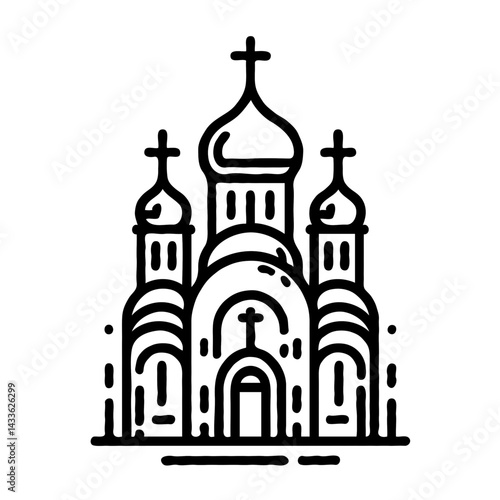 Orthodox Church Outline in Minimalist Style  