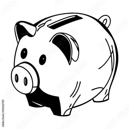 Piggy bank icon vector. Minimalist piggy bank budgeting tools logo.