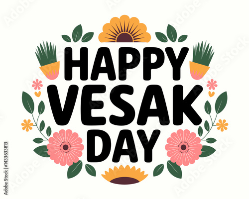 Celebrate Vesak Day: Festive Floral Design for Buddhist Holiday Greetings and Card Designs