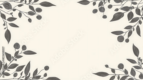 Botanical Frame with Beige Background.