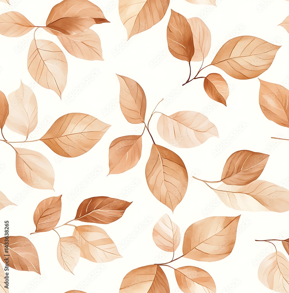 Autumn leaves seamless pattern in earthy tones Autumn leaves seamless pattern in earthy tones