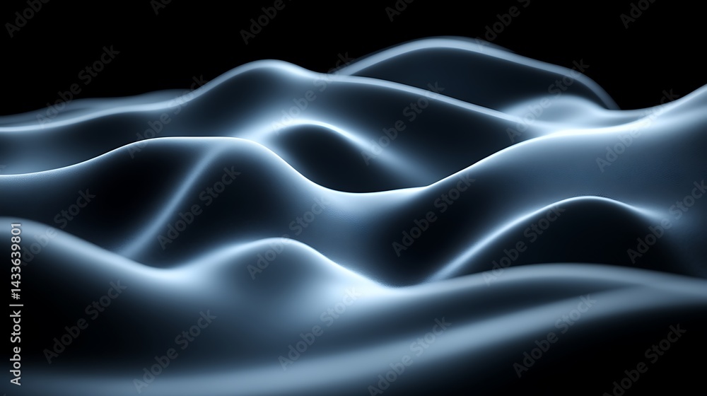 Obraz premium Abstract Blue Wave Landscape. (3)