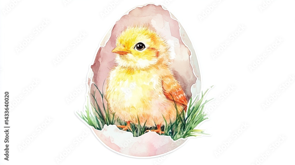 Obraz premium Cute chick hatching from egg.