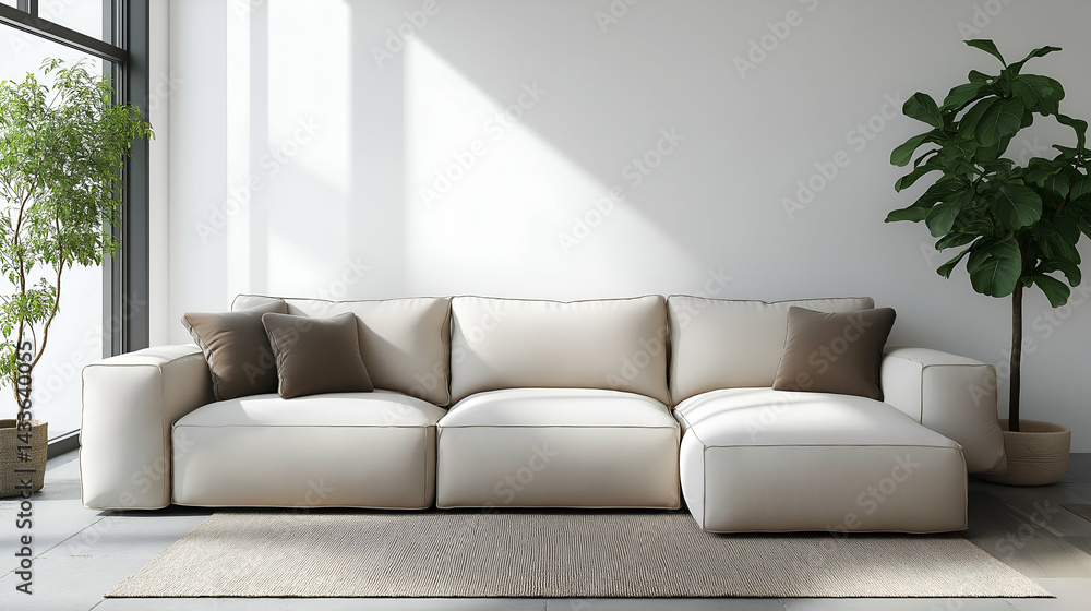 Neutral modular couch, minimalist home decor, bright living space, comfortable furniture, contemporary style Neutral modular couch, minimalist home decor, bright living space, comfortable furniture, contemporary style