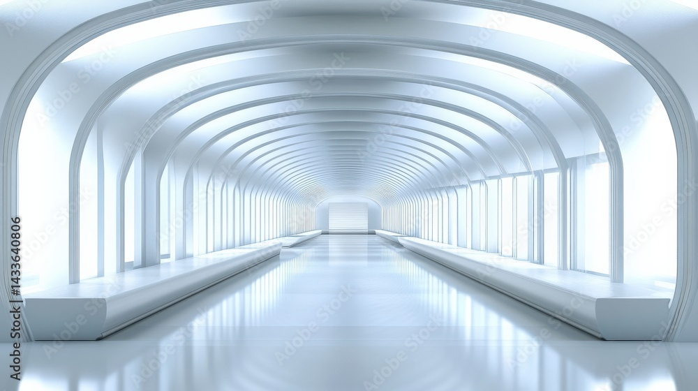 Obraz premium Modern White Architectural Tunnel Corridor
