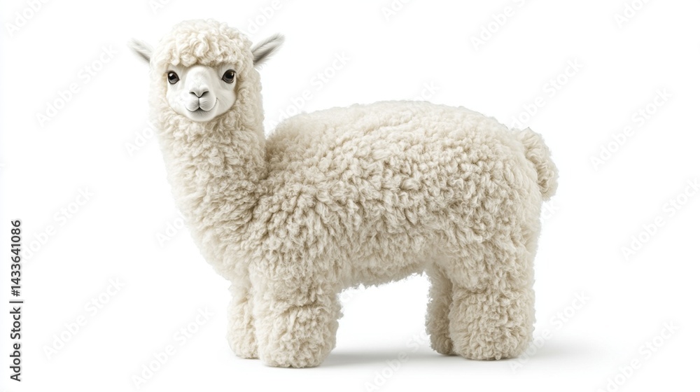 Fototapeta premium Fluffy white alpaca plush toy.