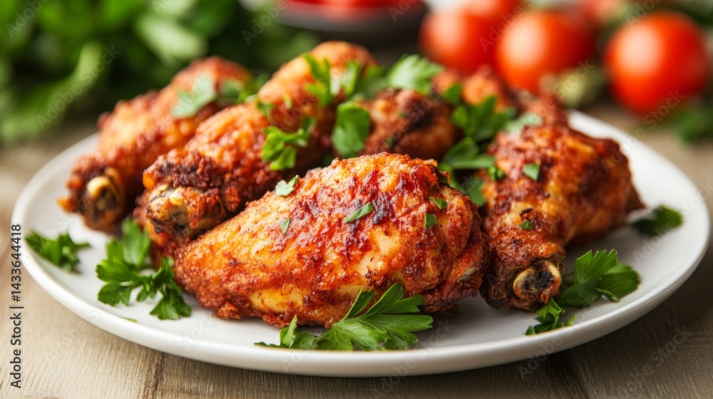 Crispy Roasted Chicken Wings with Parsley and Tomatoes Crispy Roasted Chicken Wings with Parsley and Tomatoes