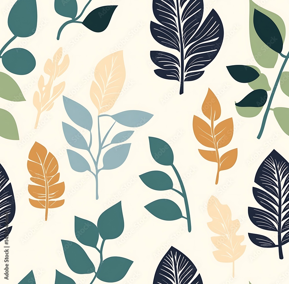 Autumn seamless pattern of dense foliage, leaves, and branches Autumn seamless pattern of dense foliage, leaves, and branches
