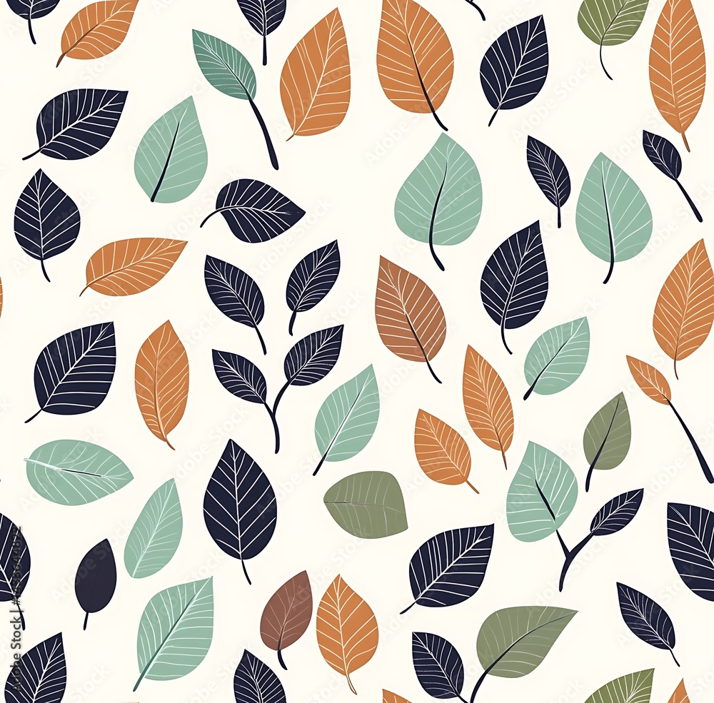 Autumn seamless pattern of dense foliage, leaves, and branches Autumn seamless pattern of dense foliage, leaves, and branches