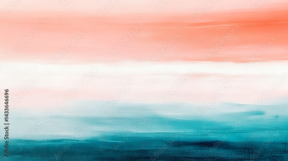 Fototapeta premium Abstract painting with coral and teal colors background