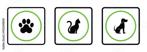Pet area icon. Dog, Cat Vector Illustration