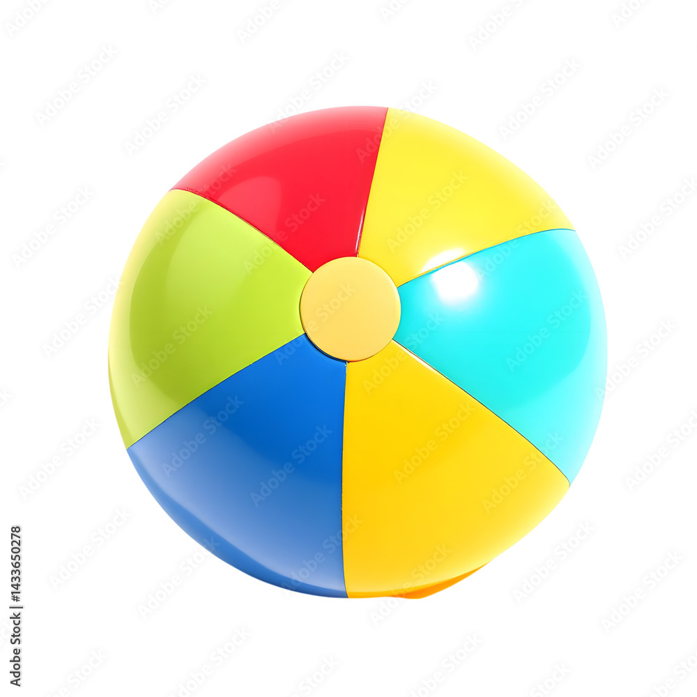 Obraz premium Bright and colorful kids beach ball isolated on transparent background