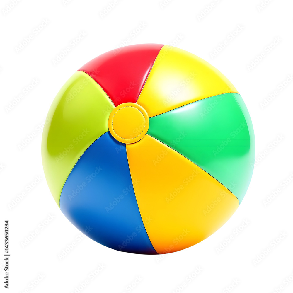 Obraz premium Bright and colorful kids beach ball isolated on transparent background