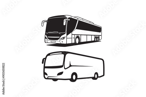 Modern Coach Bus Silhouette Vector Illustration