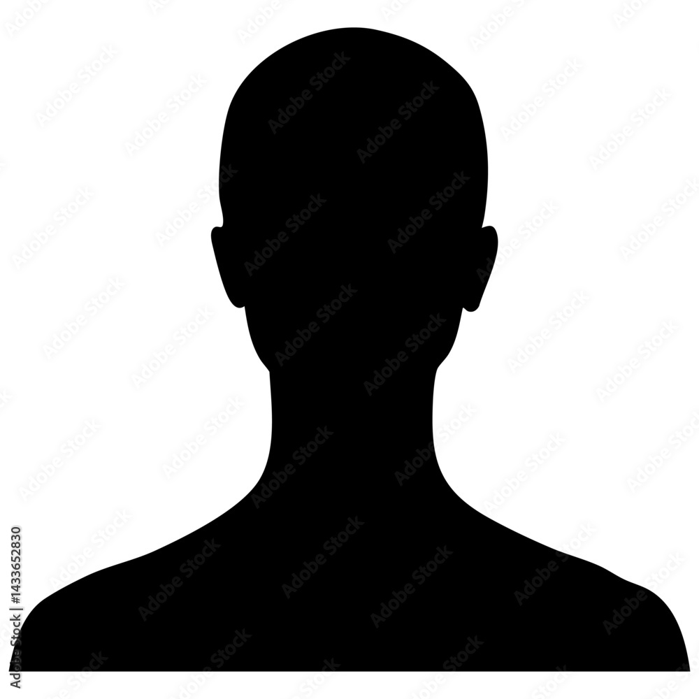 Silhouette of a head and shoulders vector shape illustration for design projects Silhouette of a head and shoulders vector shape illustration for design projects