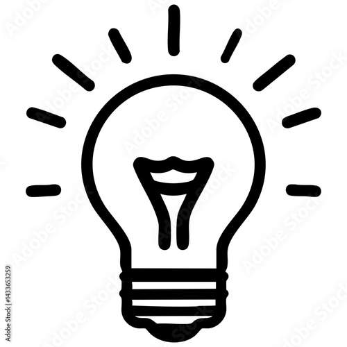 Creative light bulb vector design with radiating lines for inspiration and ideas